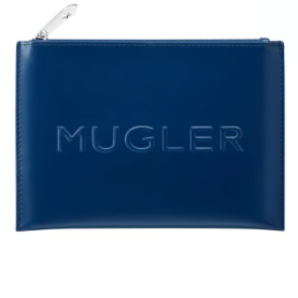 Mugler Navy Blue Logo Pouch/Cosmetic Bag Clutch Case - Picture 1 of 1